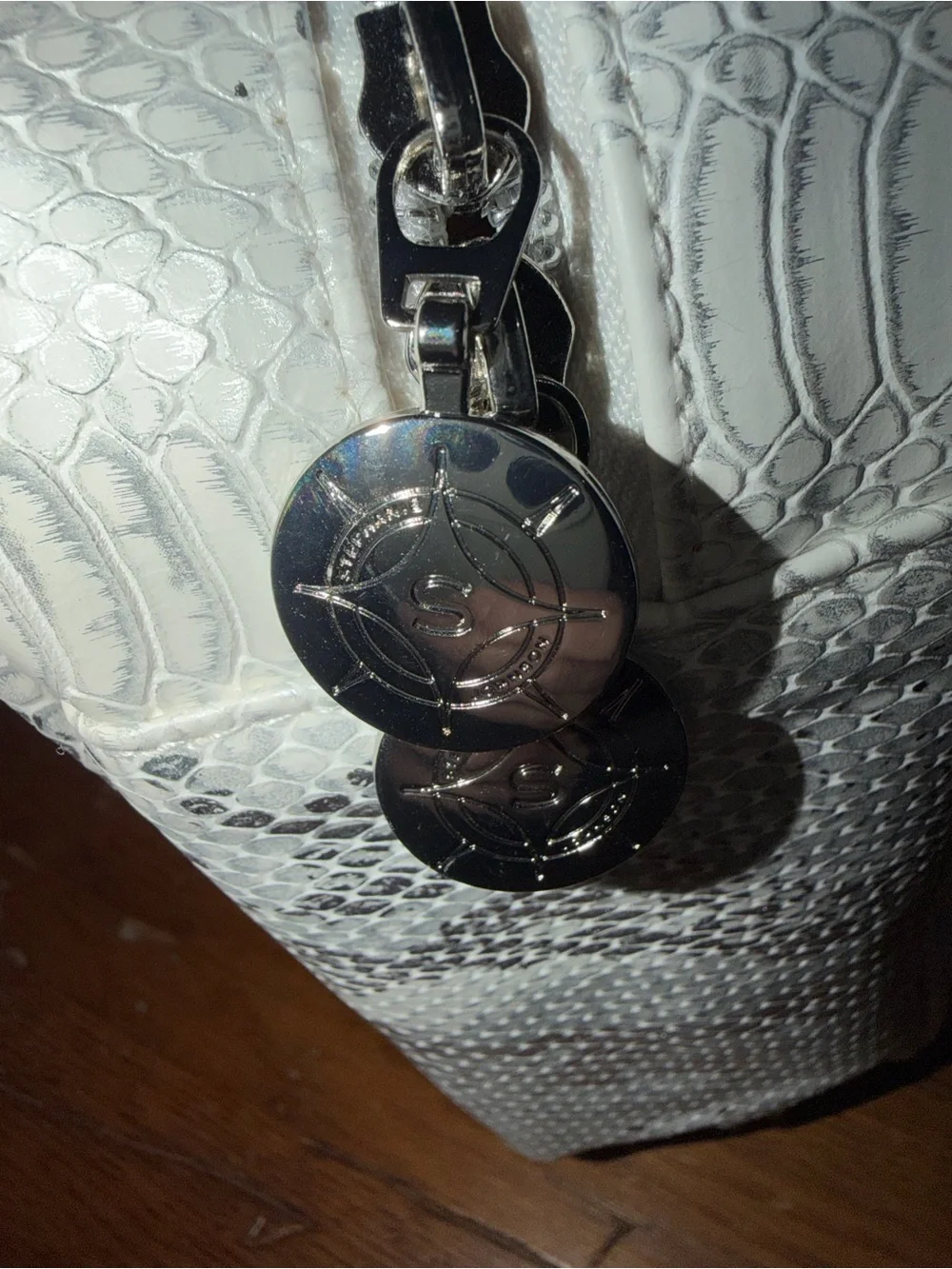 Stephanie Johnson White Snake-Print Cosmetic Travel Case